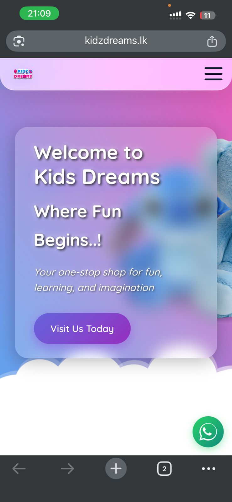 Kidzdreams mobile view